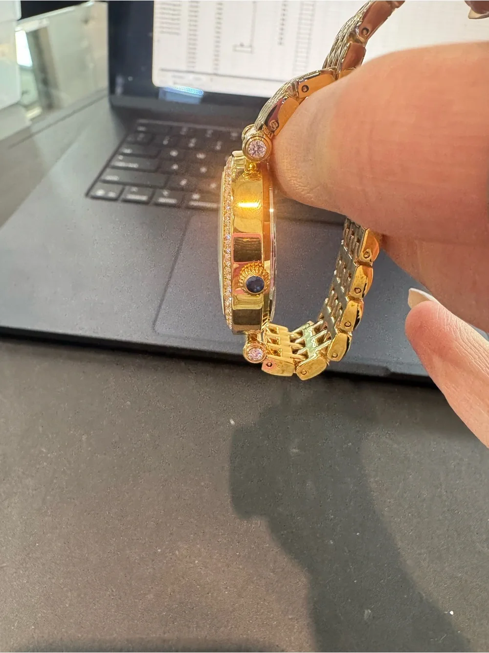 NWT DMQ Women’s Gold-Tone Round Dress Watch w/ Crystal Bezel & Bracelet